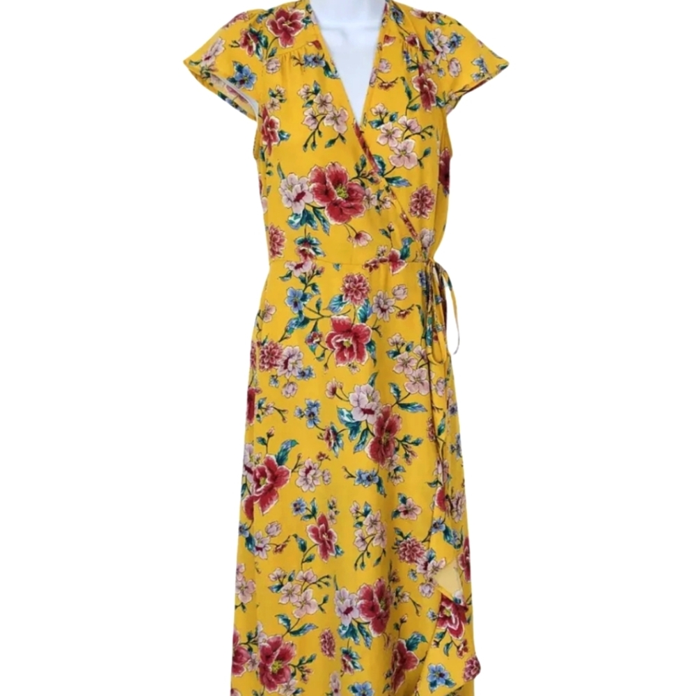 Faux wrap floral dress